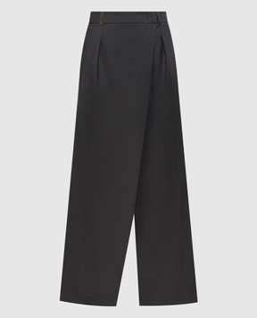 Peserico Gray wool pants with patch A0466303472