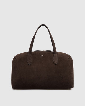 Toteme Brown suede tote bag with logo print 254WAL0110LE0004-
