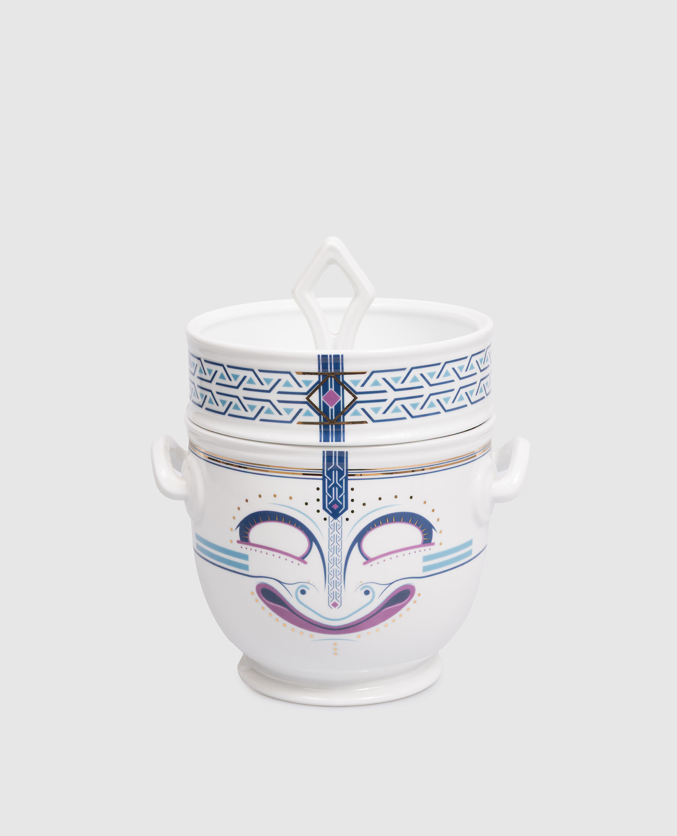 

White porcelain Quart-Hada Ethnics ice cube tray in a gift box Geminiano Cozzi 1765