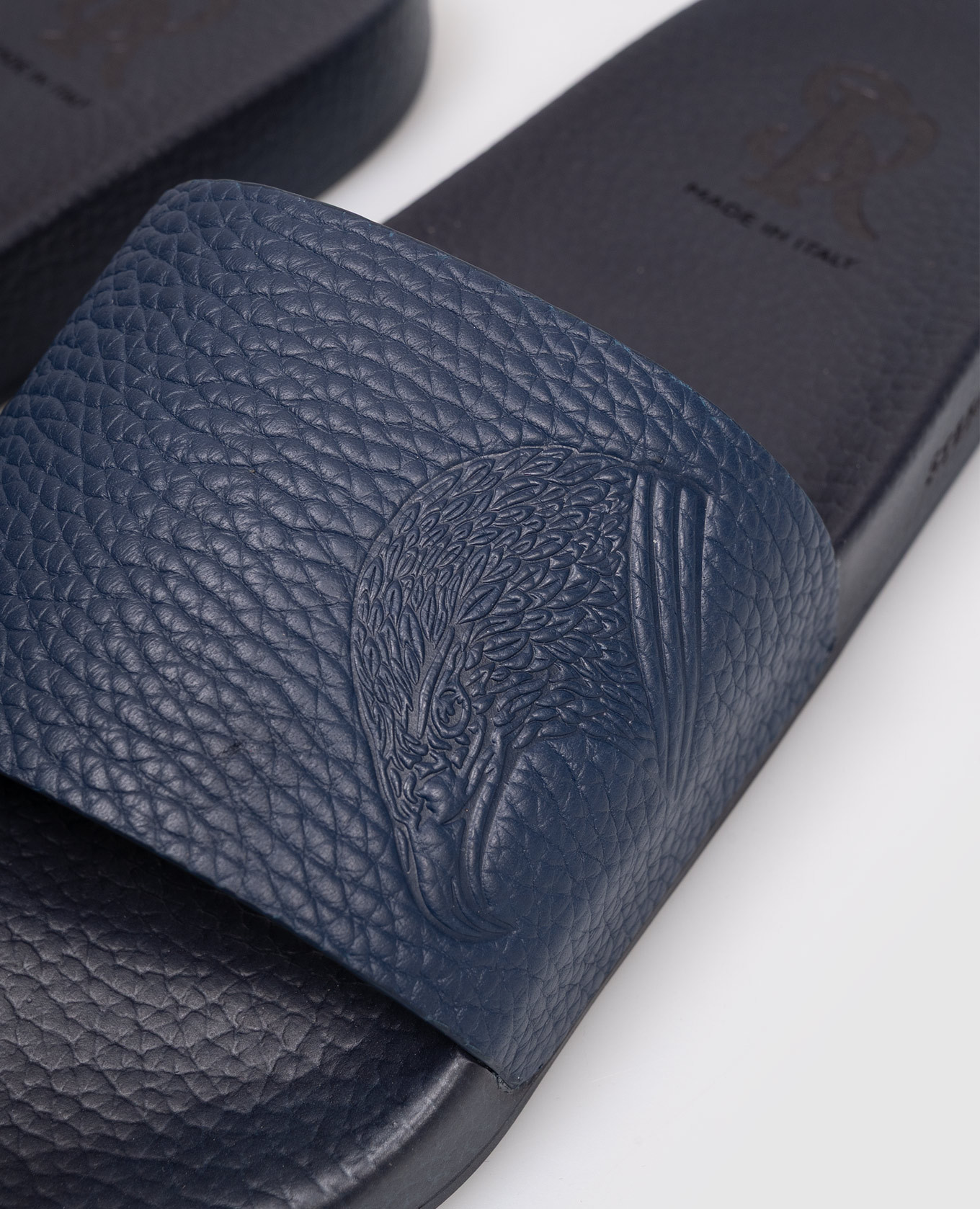 

Blue leather sliders with embossed logo Stefano Ricci, Navy blue