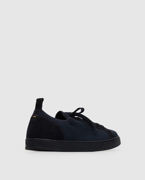 Doucal's Blue sneakers with textured logo DU3381SPENPZ785