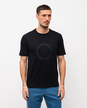 Stefano Ricci Black T-shirt with embroidered emblem MNH6205260803