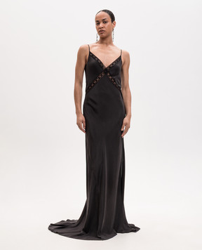 Ann Demeulemeester Lala black silk maxi dress B0013950FA731