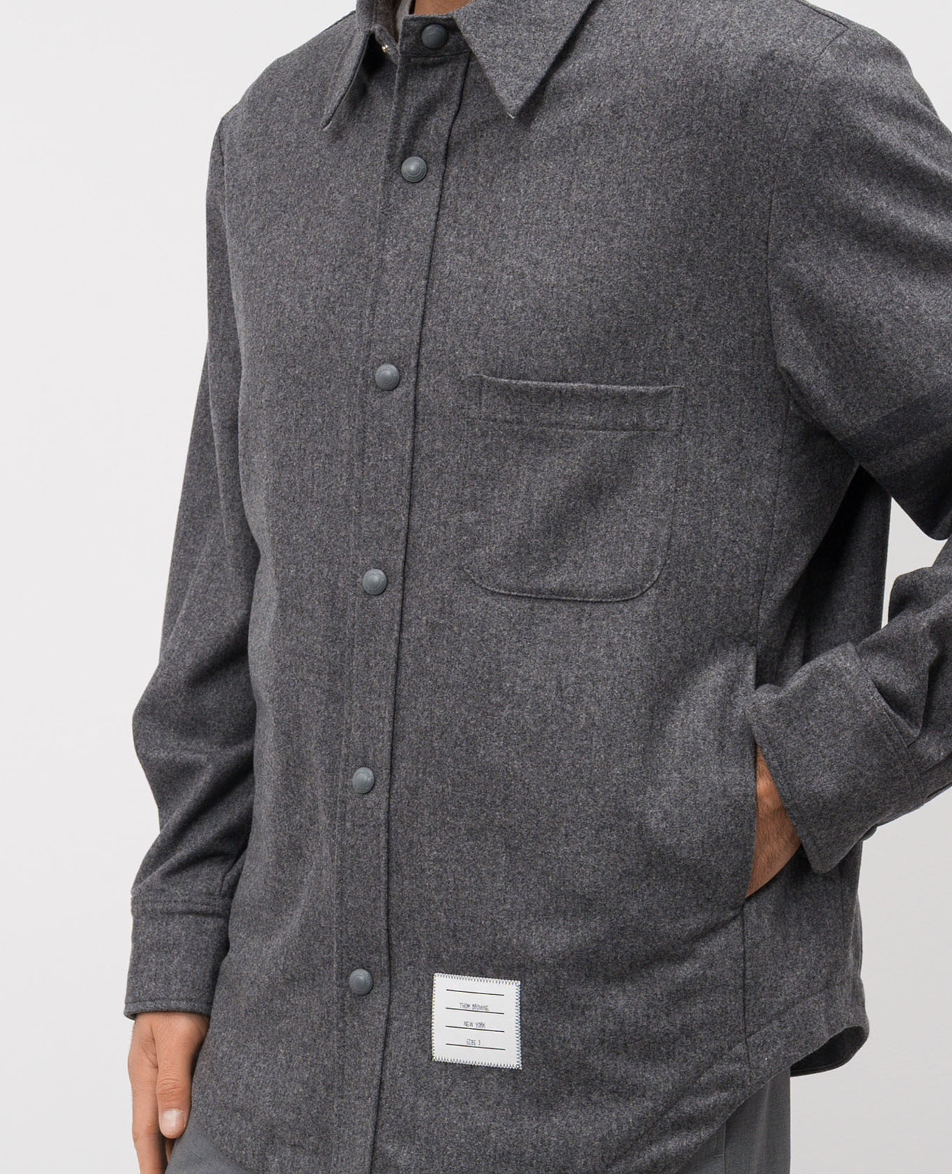 Gray wool and cashmere shirt jacket Thom Browne 5