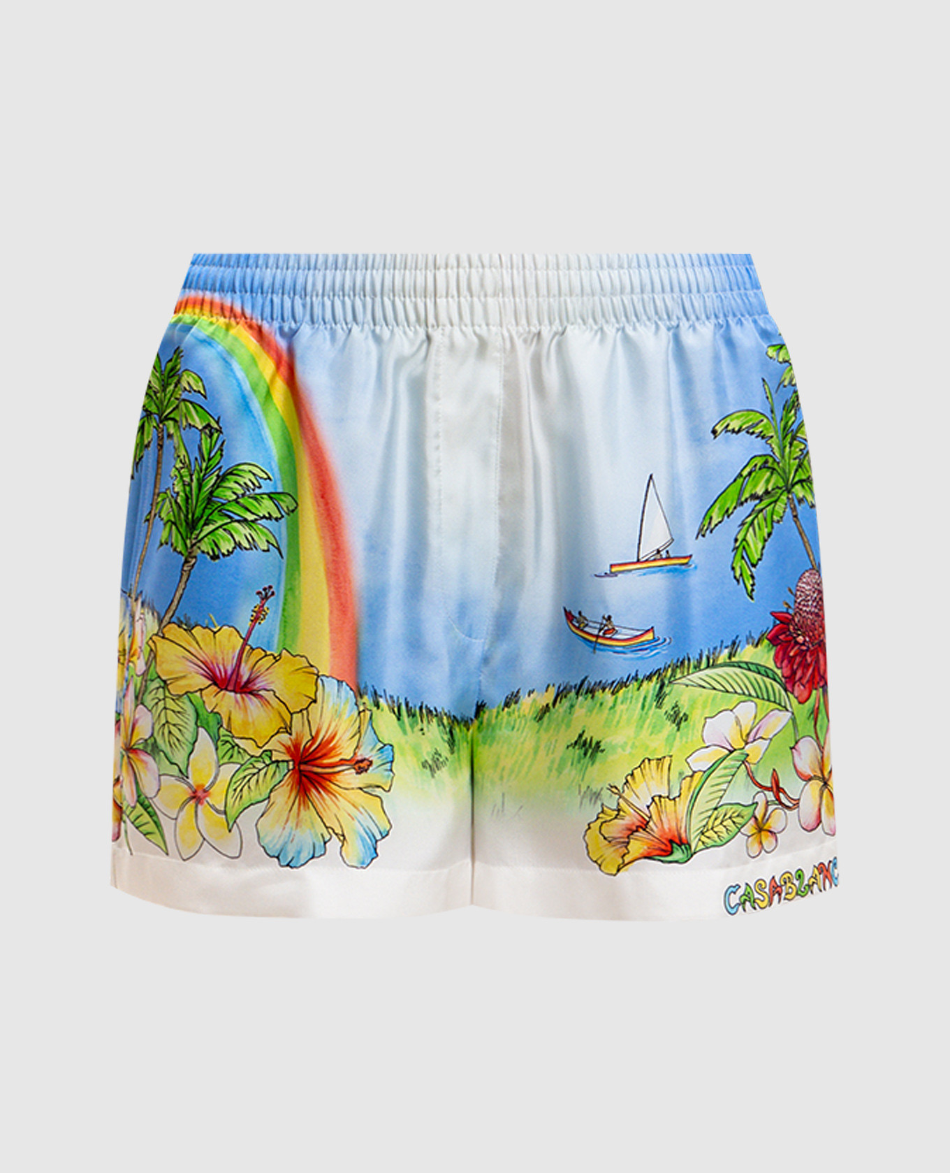 

Blue Aloha Silk Shorts Casablanca, Light blue