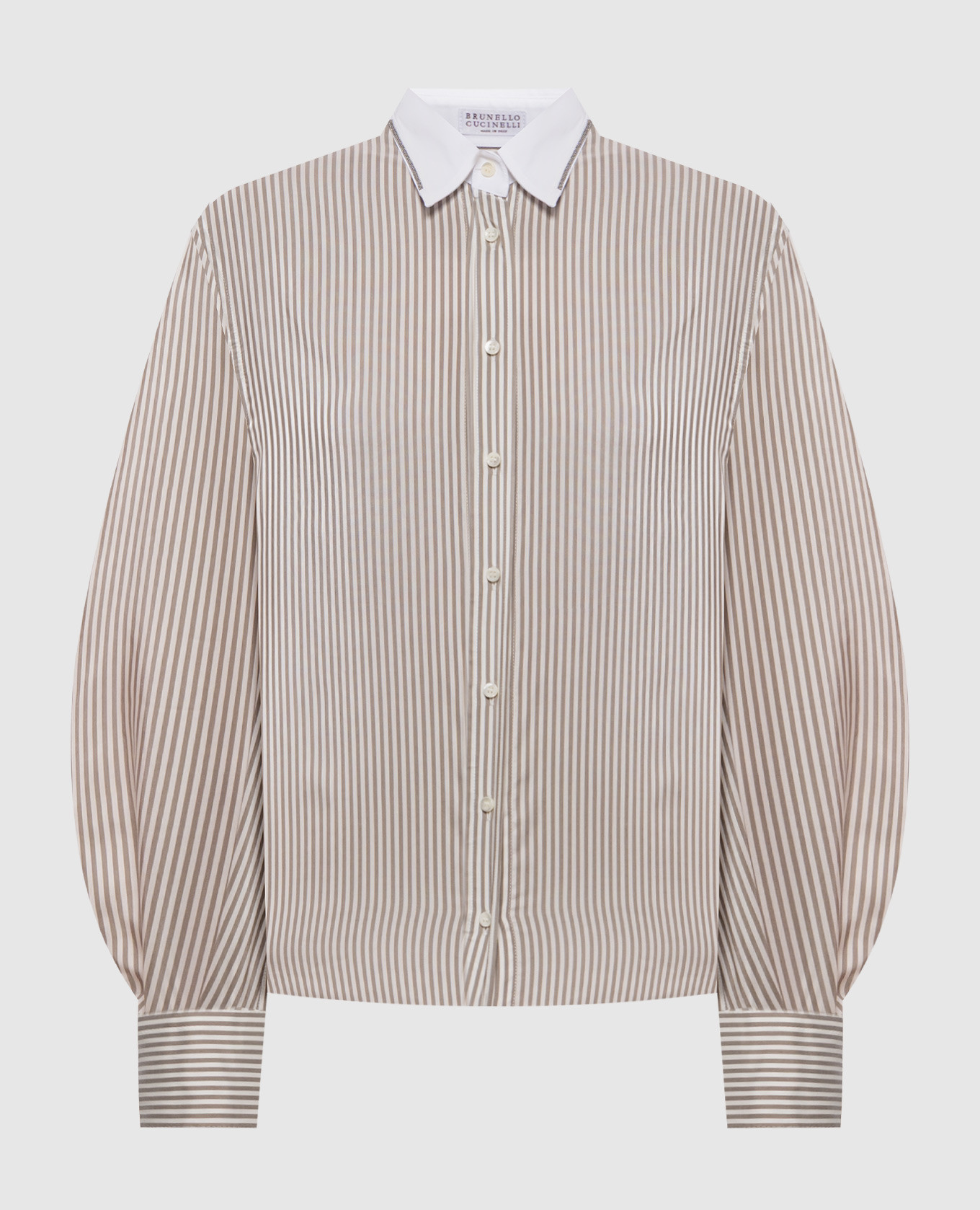 Ivory striped silk blouse Brunello Cucinelli