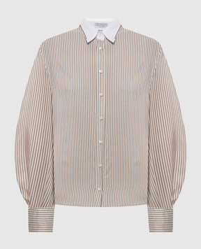 Brunello Cucinelli Ivory striped silk blouse MG711M1Q16