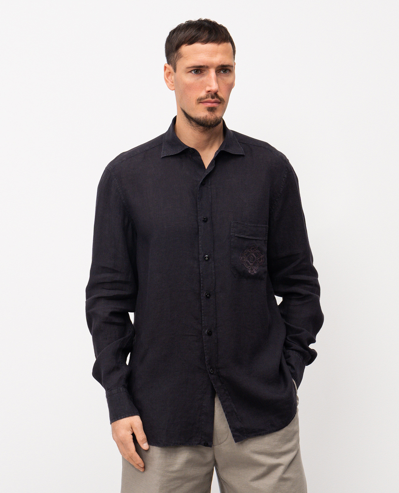 

Black linen shirt Stefano Ricci
