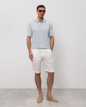 Castangia dal 1850 Blue polo shirt with patterned silk CA002