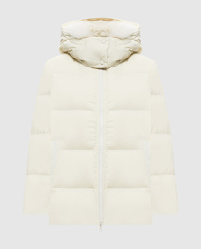 Yves Salomon Army Ivory down jacket with fox fur 24WFM01576U06W