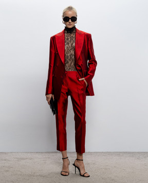 Dolce&Gabbana Red double-breasted silk jacket F29UUTFU116