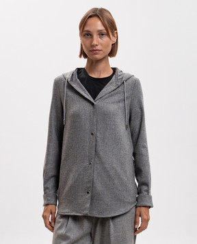 Marco Pescarolo Gray wool shirt with hood MUSAD5434