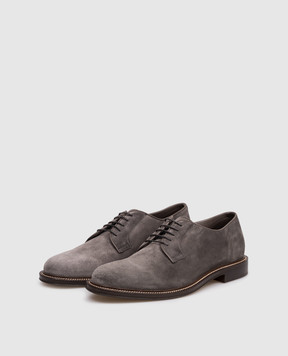 Brunello Cucinelli Gray suede loafers MPUPAIT654