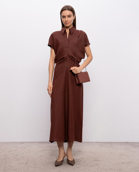 Brunello Cucinelli Brown midi dress with linen MH126A5426