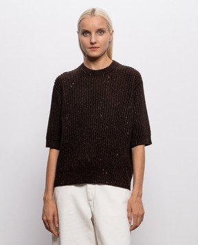 Brunello Cucinelli Brown cashmere and wool knitted top MBM753520