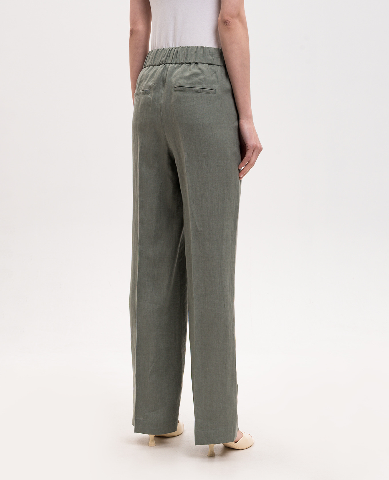 Green linen pants Peserico 4