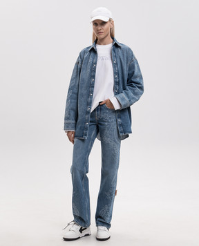 Off-White Blue denim shirt with print 2FB00664T