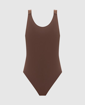 Brunello Cucinelli Brown swimsuit with monil chain MP965VS699
