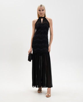 Twinset Black midi dress with lace 261TP2780