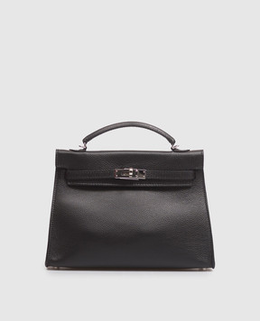 Babe Pay Pls Black leather satchel bag 06508
