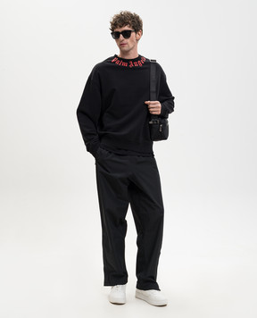 Palm Angels Black sweatshirt with contrast logo PMBA08HS26FLE004