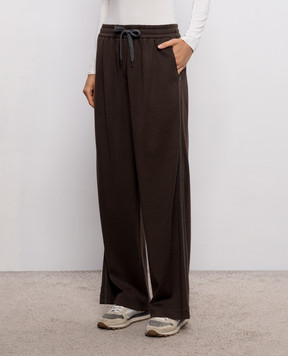 Brunello Cucinelli Brown sweatpants with monil chain MP828SM689