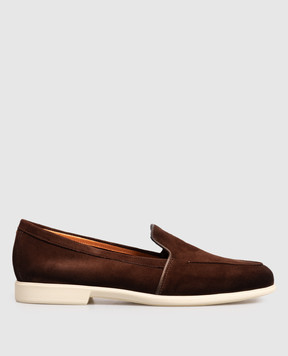 Santoni Brown suede loafers with a degraded effect WULB72051AS1SAEA