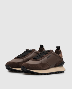 Iceberg Brown leather sneakers with logo embroidery IU1883