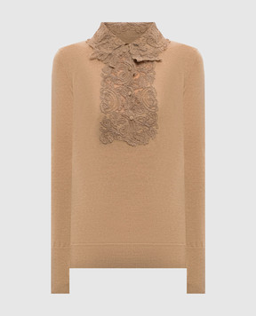 Ermanno Scervino Beige wool jumper with lace D495M311APATL
