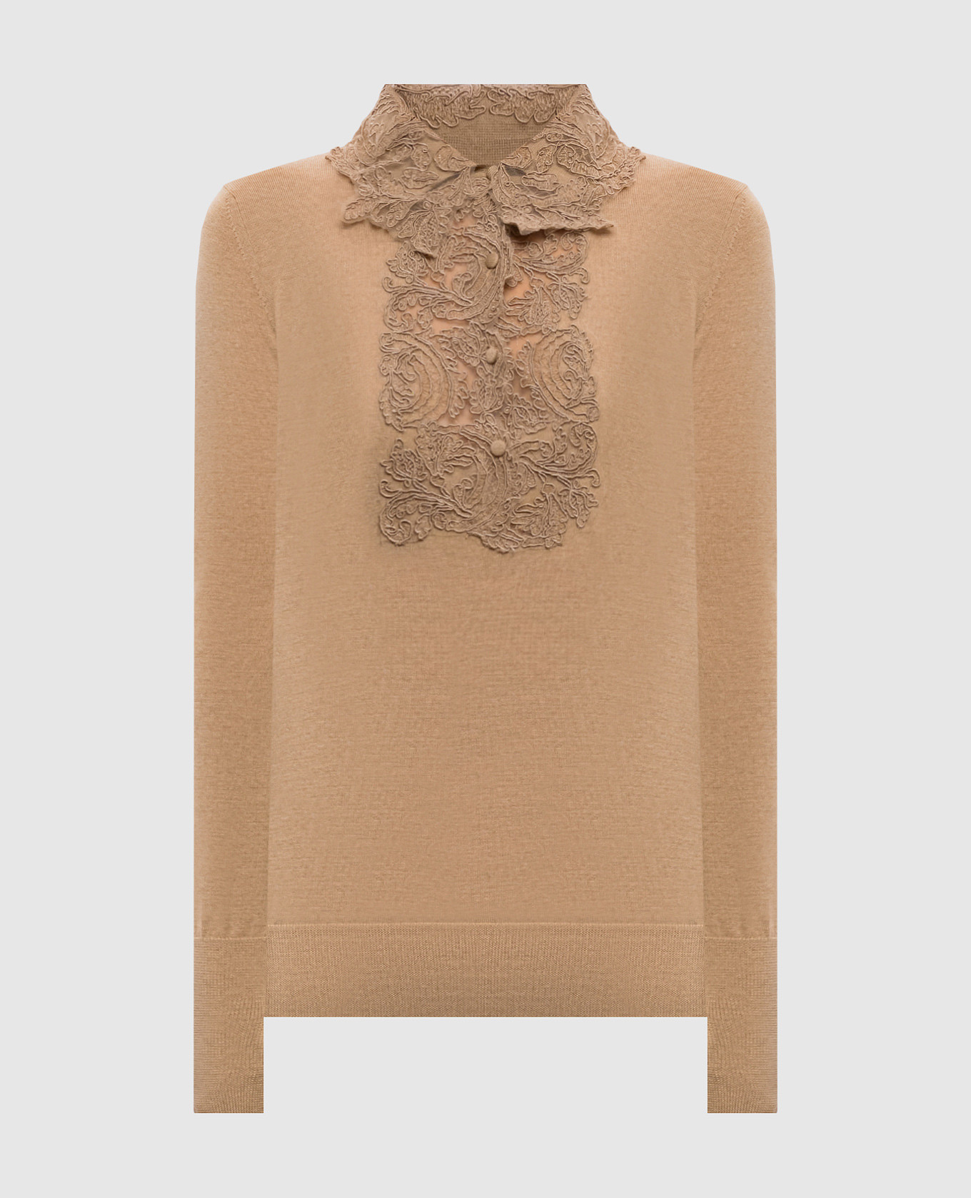 Beige wool jumper with lace