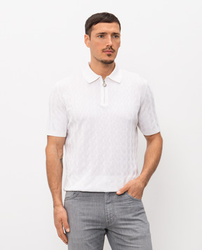 Stefano Ricci White polo shirt with patterned silk K818106P31F26172