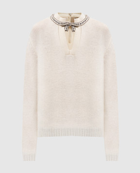 Valentino White wool sweater with crystals 8B3KC71FA1E