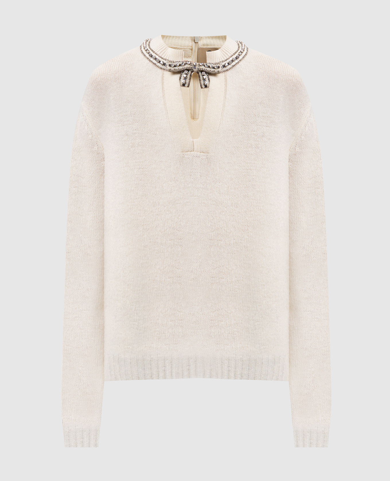 White wool sweater with crystals