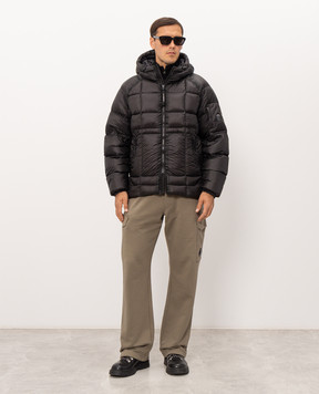C.P. Company Black down jacket with logo patch MOW702A110416A