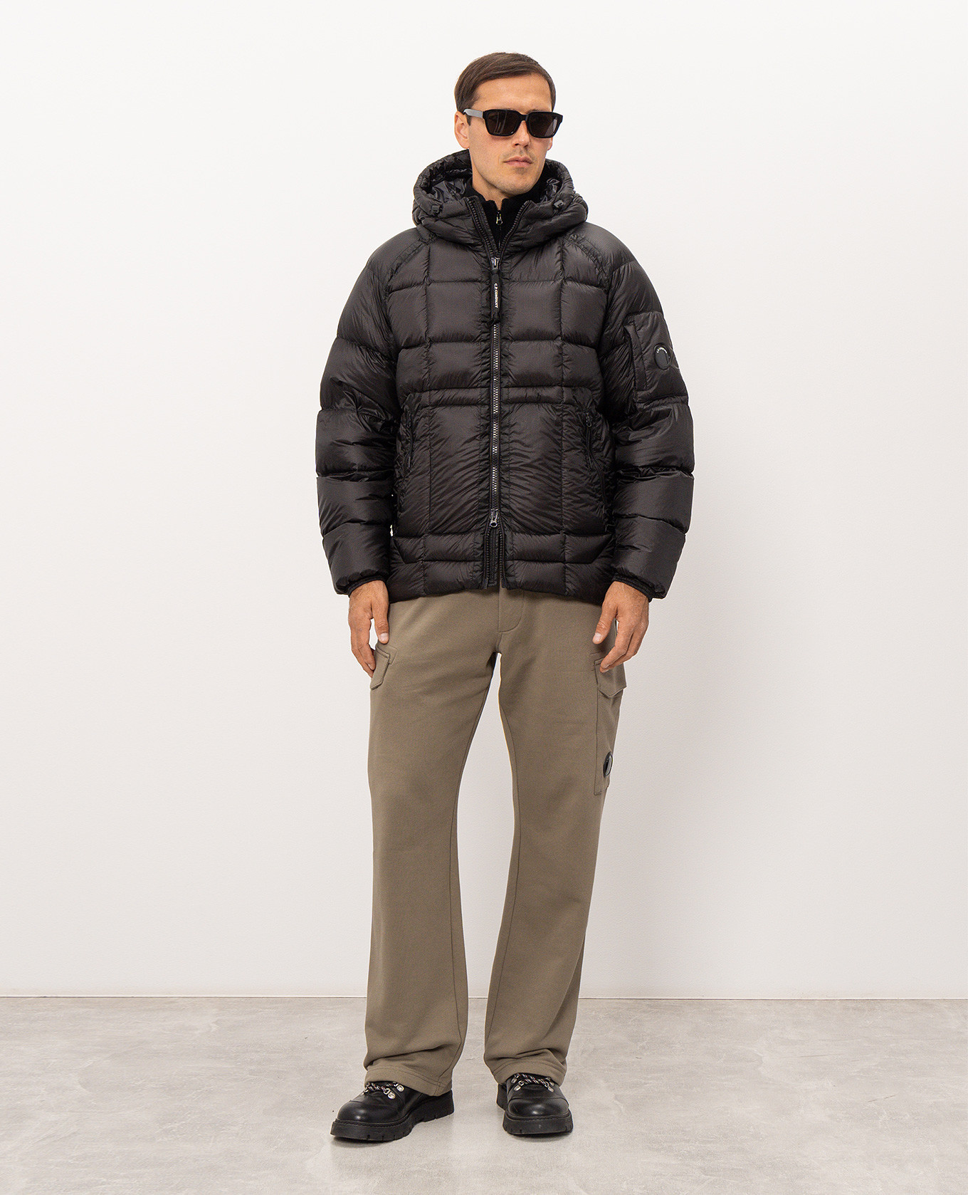 Black down jacket with logo patch C.P. Company 2