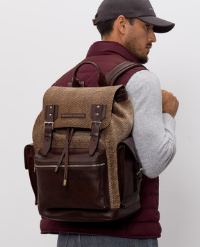 Brunello Cucinelli Brown City patterned combination backpack MBROBU356