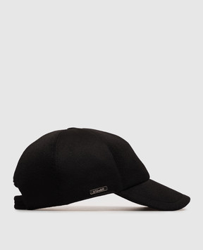 Enrico Mandelli Black cashmere cap with mink fur CAP4184816