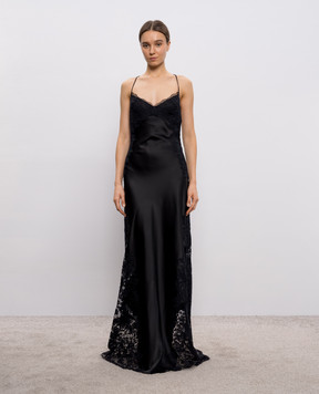 Ermanno Scervino Black maxi dress with lace D482Q311APXZV