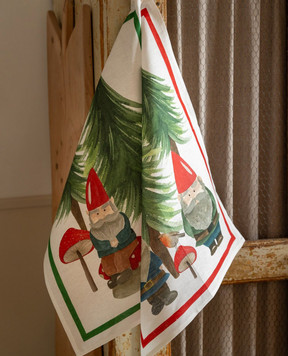 TESSITURA TOSCANA TELERIE White linen kitchen towel JOLLY ELF NC240030020067