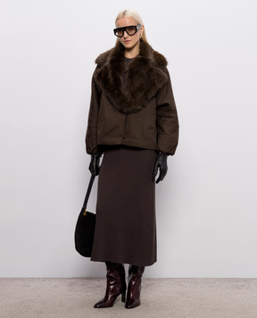 Twinset Brown jacket with removable collar 262TP2181