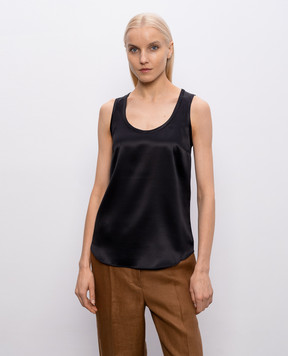 Brunello Cucinelli Black silk top MPC59E0600