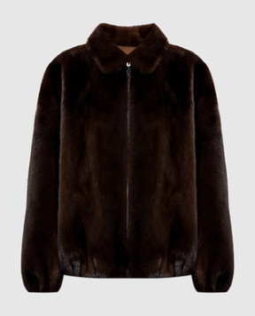 Rindi Brown reversible mink fur coat with zipper 016VS026