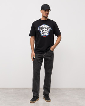 Versace Black T-shirt with logo print 10133021A16753