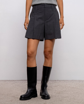 Brunello Cucinelli Grey wool shorts with monil chain M0W07P8953