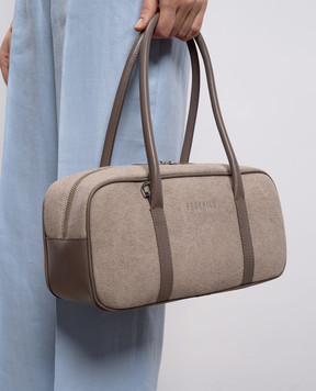 Peserico Beige baguette bag with logo A38373C0CC756