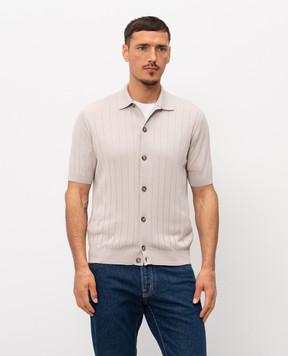 Peserico Beige silk shirt with short sleeves R59465F1809317