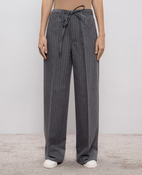 Twinset Gray striped wool pants 252TT2440