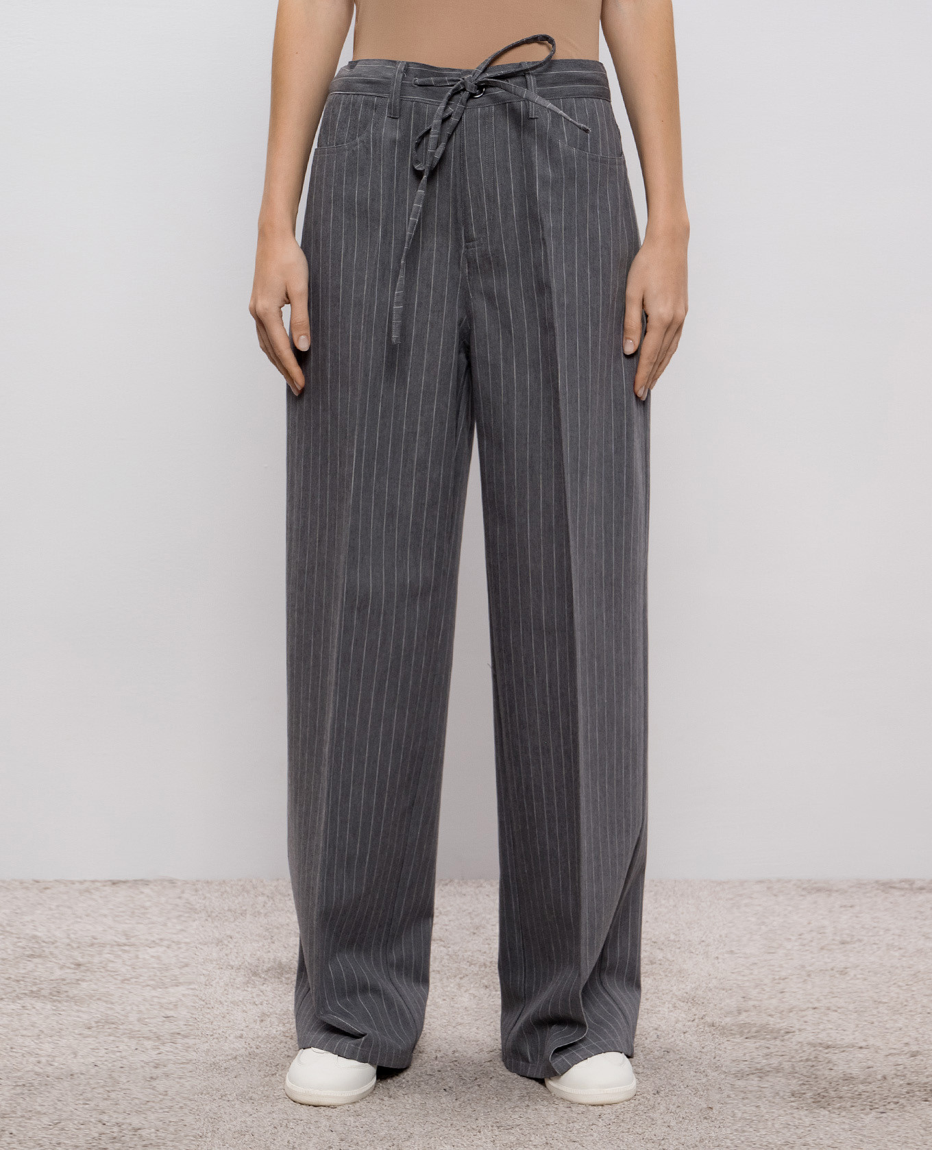 Gray striped wool pants Twinset 3