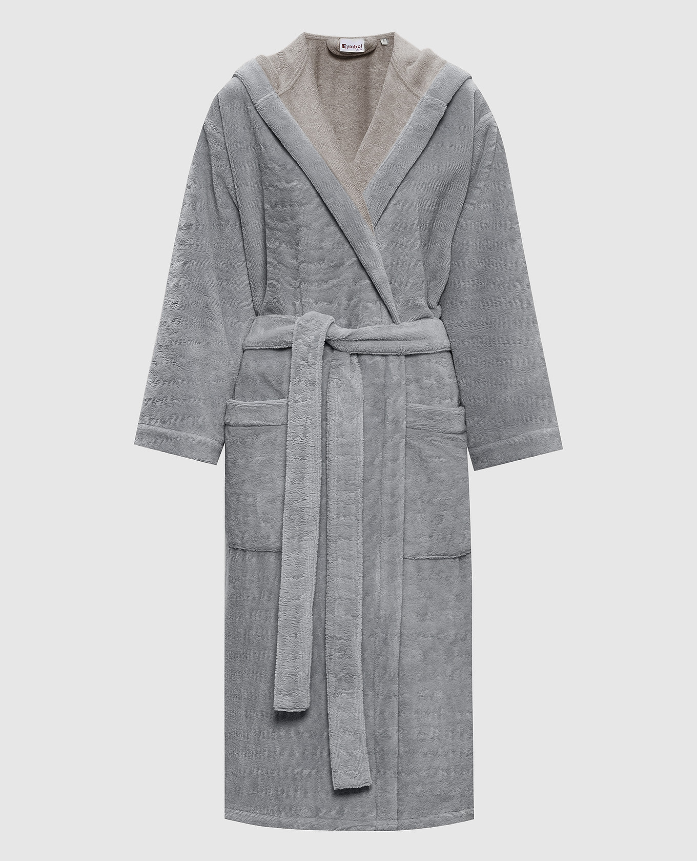 Grey terry robe with hood