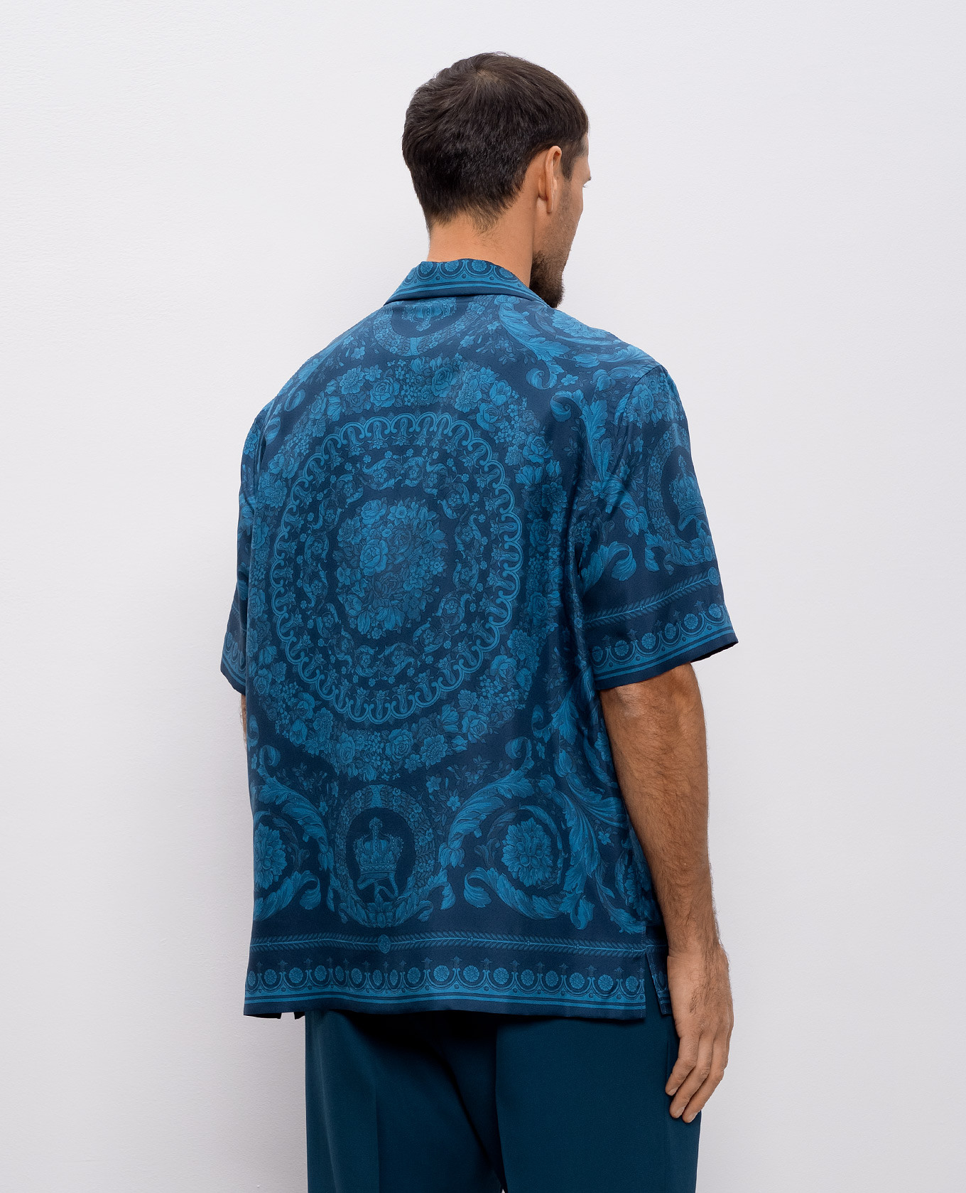 

Blue Barrocco silk shirt Versace